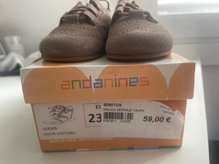 Zapatos niño ingleses serraje beige/marrón