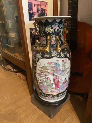 Jarrón Chino Porcelana Antiguo Decorado