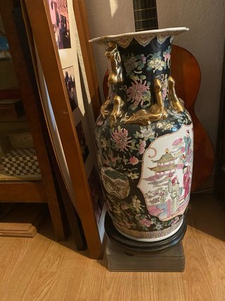 Jarrón Chino Porcelana Antiguo Decorado