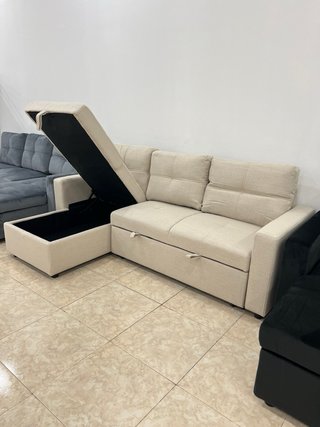 Sofá Cama Chaise Longue Beige