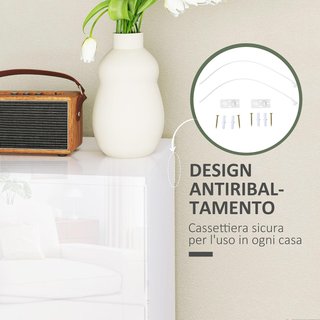 Cómoda Moderna de 4 Cajones Antivuelco, Cómoda de Madera de Aglomerado, 55X33X80 Cm, Blanco Brillante