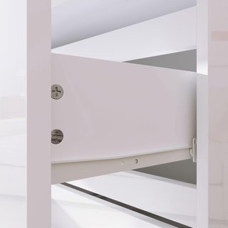 Cómoda Moderna de 4 Cajones Antivuelco, Cómoda de Madera de Aglomerado, 55X33X80 Cm, Blanco Brillante