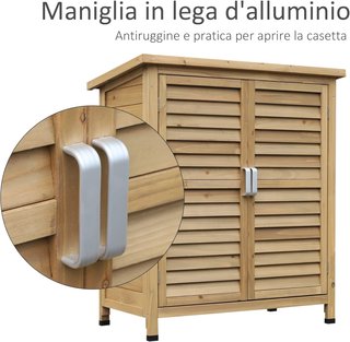 Armario Exterior, Casita de Jardín de Madera de Abeto, Cobertizo de Herramientas con Techo de Betún Impermeable, 87X46.5X96.5Cm