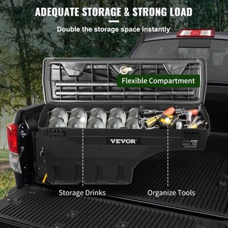 Caja de Almacenamiento para Cama de Camión, Tapa Bloqueable, Caja de Herramientas de ABS Impermeable para Rueda de 6.6 Gal/20 L con Candado de Contraseña, Compatible con Tundra 2007-2021, Lado del...