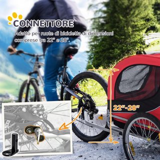 Remolque para Perros Mascotas de Bicicleta 130 X 73 X 90Cm Rojo y Negro