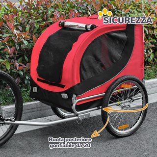 Remolque para Perros Mascotas de Bicicleta 130 X 73 X 90Cm Rojo y Negro