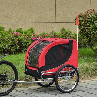 Remolque para Perros Mascotas de Bicicleta 130 X 73 X 90Cm Rojo y Negro