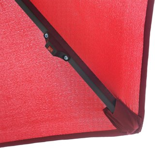 Ombrellone da Giardino LED Solare 3X3 M con Manovella, Ombrellone a Manovella 8 Aste con Base a Croce in Acciaio, Alluminio e Poliestere 180G/㎡, Anti-UV, Rosso