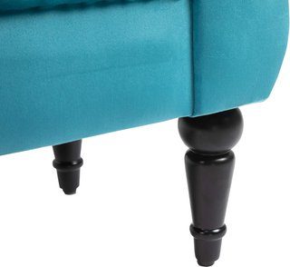 Banco de Cama de Estilo Vintage, Estructura de Madera y Asiento Acolchado Estilo Chesterfield, Azul 117 X 40 X 58Cm