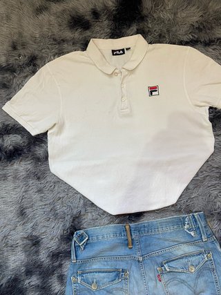 Polo Fila Bianco Retro Y2K Tennis