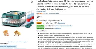 Incubadora Automatica para 36 Huevos, Incubadora H