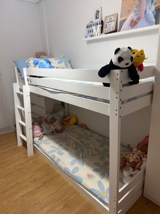 Litera blanca con tobogán   Cama de 90