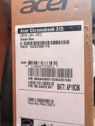 Acer Chromebook 315 - Nuovo senza caricatore