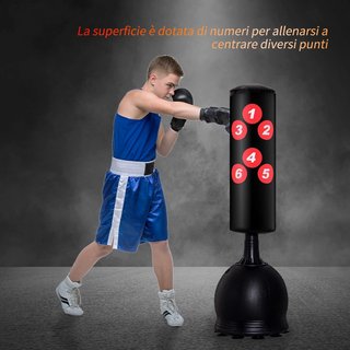 Saco De Boxeo De Pie, Saco De Boxeo Para Adultos Y Niños, Fit Boxeo Artes Marciales (50X50X165Cm)
