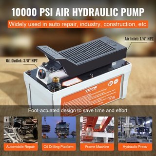 Bomba Hidráulica de Aire, 6895 bar 1.9L de Capacidad, Salida de Aceite NPT 10mm, Entrada NPT 6.4 mm, Tubería de 2m, Bomba Hidráulica Actuada por Pie, Pedal de Aire para Máquinas de Marco de Carroc...