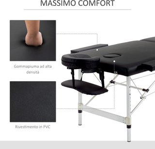 Cama de Masaje Plegable Profesional, Cama de Masaje con Altura Regulable y Bolsa de Transporte para Esteticista y Terapeuta, Negro