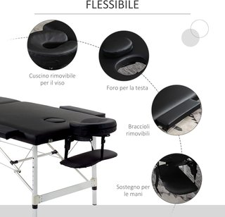 Cama de Masaje Plegable Profesional, Cama de Masaje con Altura Regulable y Bolsa de Transporte para Esteticista y Terapeuta, Negro