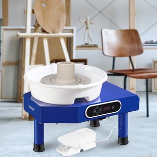 Rueda de Alfarero 24.9 cm Rueda de Cerámica con Pedal de Pie Herramientas de Esculpido Delantal 350W