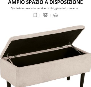 Banco de Cama con Compartimento de 57L, Banco Contenedor de Poliéster para Dormitorio y Entrada, 95X38X45Cm, Beige