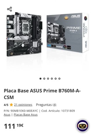 Placa Base ASUS Prime B760M-A CSM