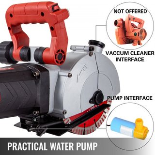 Cortadora de Pared, Máquina de Corte de Pared de 34 mm de Profundidad de Corte 2500W Máquina de Corte de Ranuras de Pared de 38 mm de Ancho con 5 Cuchillas de 115 mm de Diámetro 6300r/Min con Rayo...