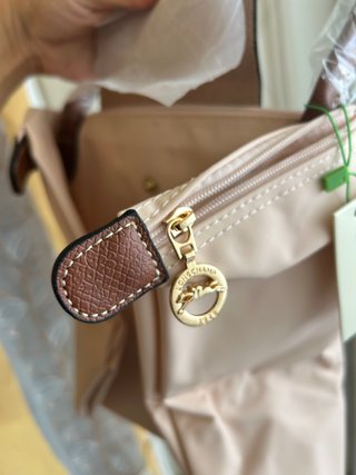 Borsa Longchamp a spalla rosa e marrone