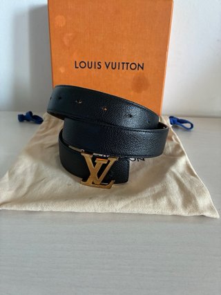Cintura Louis Vuitton Nera con Fibbia Oro