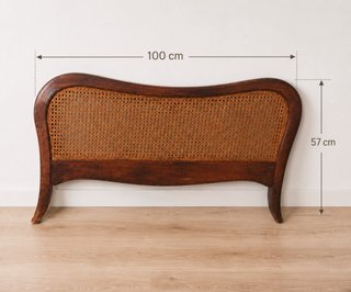 Cabeceros cama 90 vintage ratán y madera