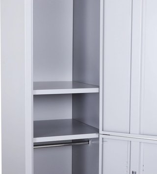 Armario 4 Estantes 2 Puertas Cierre de Seguridad Oficina Garaje Taller Acero Laminado en Frío 38X46X180Cm Gris