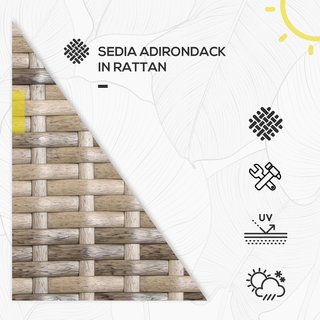Silla De Jardín Adironrack Con Brazos Y Cojines, Silla De Ratán Y Acero Para Interiores Y Exteriores, 64X80X90 Cm, Gris Oscuro