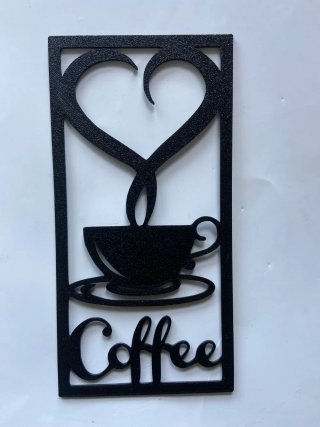Cuadro Decorativo Coffee Corazón Negro