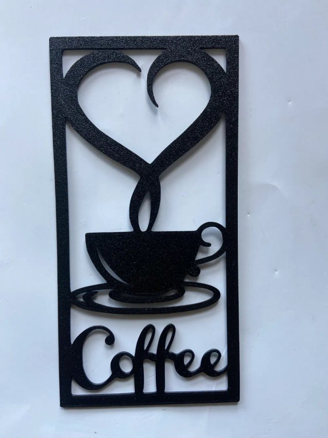 Cuadro Decorativo Coffee Corazón Negro