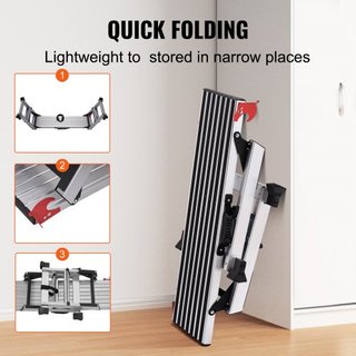 Plataforma de Trabajo Plegable, Capacidad de Carga de 299.4 kg, Escalera de Aluminio para Paneles de Yeso, Banco de Trabajo de Alta Resistencia con Pies Antideslizantes, Ideal para Lavar Vehículos...