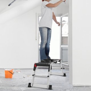 Plataforma de Trabajo Plegable, Capacidad de Carga de 299.4 kg, Escalera de Aluminio para Paneles de Yeso, Banco de Trabajo de Alta Resistencia con Pies Antideslizantes, Ideal para Lavar Vehículos...