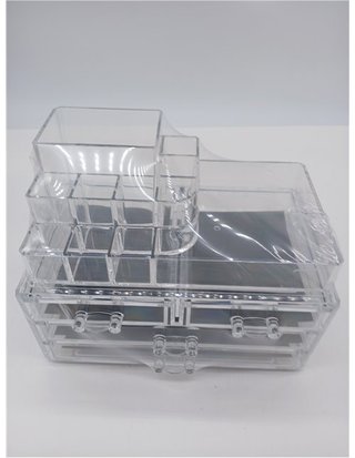 SONGMICS Clear Acrylic Make up Organiser - Stackable Cosmetic Box - with 4 Drawers - for Palette Brush Lipstick Nail Polish Hairpin