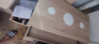 Mesa de centro elevable madera y tela