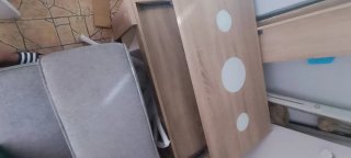 Mesa de centro elevable madera y tela