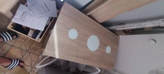 Mesa de centro elevable madera y tela