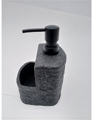 WENKO Dispensador de detergente Festival Stone - dosificador de jabón rellenable con aspecto de piedra - poliresina - para cocina -