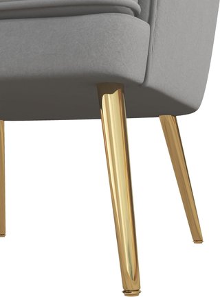 Sillón de Dormitorio, Sillón de Terciopelo con Patas Doradas, Sillón para Sala de Estar y Salón en Poliéster y Acero, 71X72X75Cm, Gris