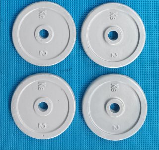 4 dischi pesi 2kg foro 25mm