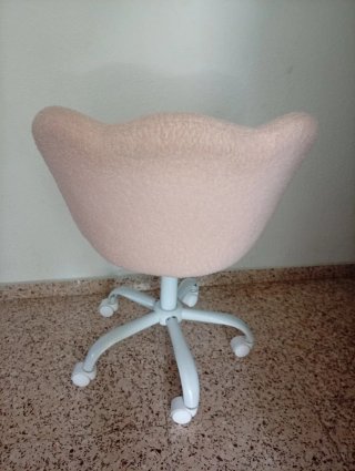 Silla Escritorio Forma Concha Borreguito Rosa
