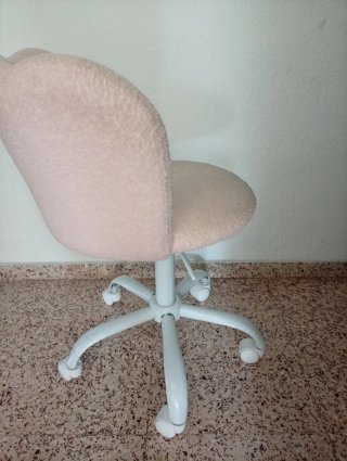 Silla Escritorio Forma Concha Borreguito Rosa