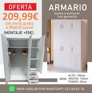 Armario blanco de madera entrega