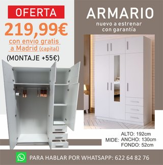 Armario blanco de madera entrega