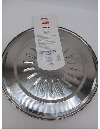 VIER - Multipurpose Stainless Steel Lid 28 cm Diameter for Frying Pans and Pots - Anti-Splash with Ergonomic Handle - Metal Kitche
