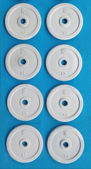 8 dischi pesi 2kg foro 25mm