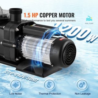 Pompa per piscina fuori terra, 1118W (1.5HP), 378 L/min (100 GPM) Pompa per piscina monovelocità, 220V 2850RPM 15M Elevazione massima con cestello filtro