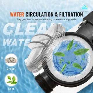 Pompa per piscina fuori terra, 1118W (1.5HP), 378 L/min (100 GPM) Pompa per piscina monovelocità, 220V 2850RPM 15M Elevazione massima con cestello filtro