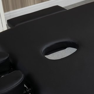 Cama de Masaje Portátil y Plegable de Aluminio y PU con Altura Ajustable y Asiento Acolchado, 186X71X62-83 Cm, Negro